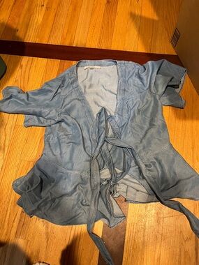 Light Blue Wrap Top with Tie Front